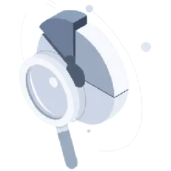 Magnifying Glass and Gear - machinery - Transparent Background PNG