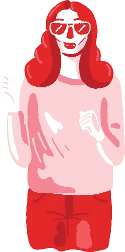 Red-haired Girl - sunglasses - red - PNG