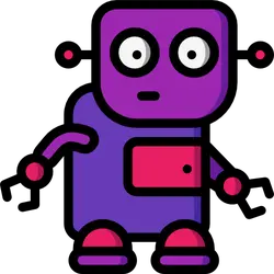 Purple Robot - simple design - No Background PNG