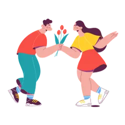 Couple Giving Flowers - flowers - Transparent Background PNG