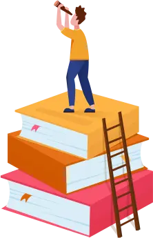 Man on Books - knowledge - PNG