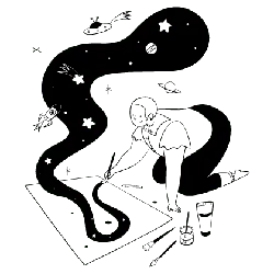 Girl Painting the Stars - stars - Lossless PNG