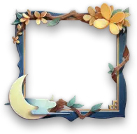 Floral Moon Night Frame - frame - Transparent Background PNG