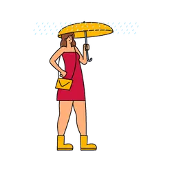 Girl with Umbrella - red - Lossless PNG