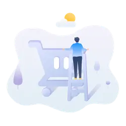 Man on Shopping Cart - illustration - High Resolution PNG