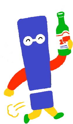 Exclamation Point Drinking Beer - humor - Transparent Layer PNG