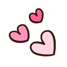 Three Heart Shapes - brown outline - PNG