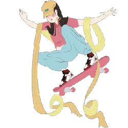 Skateboard Girl - pink - Transparent Background PNG
