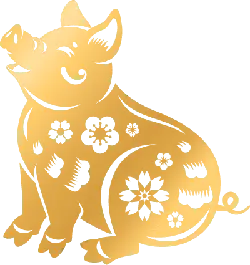 Golden Pig - decor - Transparent Background PNG