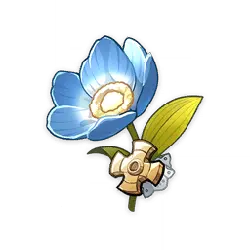 Blue Flower and Golden Gear - gear - PNG
