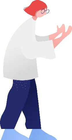Person in white top and dark blue pants with red hair and glasses - person - Free Download PNG