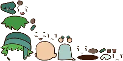 Green-haired Character - motion - Transparent Background PNG