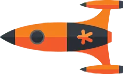 Rocket Ship - orange - Transparent Background PNG
