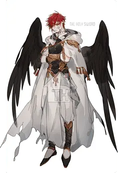 Red-haired Angelic Warrior - red hair - No Background PNG