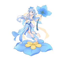 Blue Flower Fairy - long hair - Transparent Background PNG