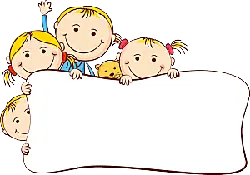 Four children holding a sign - happiness - High Resolution PNG