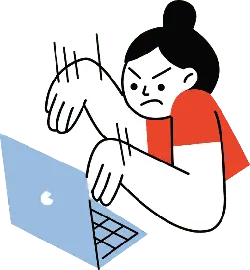 Angry person using a computer - illustration - PNG Images