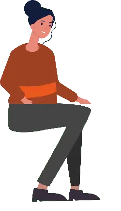 Woman in Orange Top and Gray Pants - illustration - Transparent Layer PNG