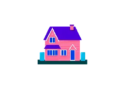 Pink House - building - Transparent Background PNG
