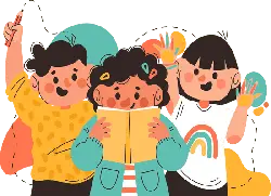 Three Kids - learning - High Resolution PNG