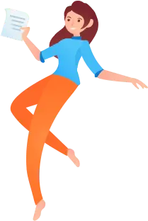 Cartoon Girl with Document - jumping - Free PNG