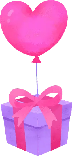 Heart Balloon Gift Box - violet - Transparent Background PNG