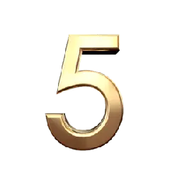 Number Five - gold - metal - Free Download PNG