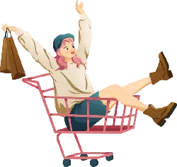 Girl in Shopping Cart - happiness - High Resolution PNG