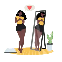 Girl in Yellow Top and Black Shorts - mirror - Free PNG