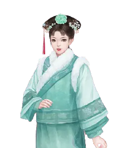Ancient Chinese Woman - green - hair accessory - Free Download PNG
