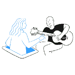 Man Playing Guitar and Woman Listening to Music - interaction - PNG Images