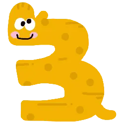 Cartoon Number 3 - smile - Transparent Layer PNG