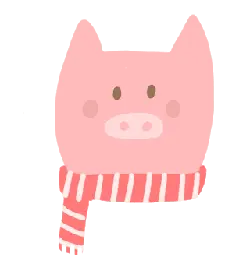 Pig with Scarf - pink - Free PNG