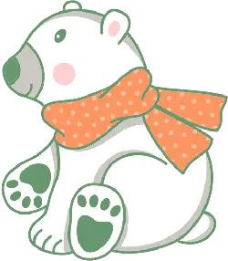 Polar Bear with Scarf - little polar bear - Transparent Background PNG