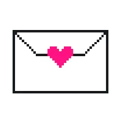 Pink Heart Envelope - pixel art - High Resolution PNG