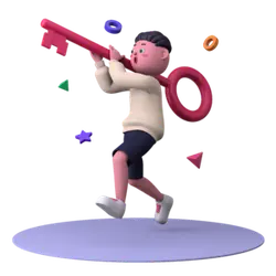 Boy with Key - jumping - Transparent Layer PNG