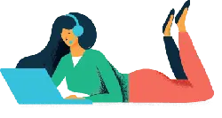 Girl with headphones using a computer - girl - Transparent Layer PNG