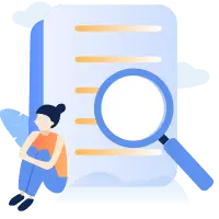 Girl Reading a Document - magnifying glass - High Resolution PNG