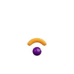 Orange Arc Object and Purple Spherical Object - minimalist design - Transparent Background PNG