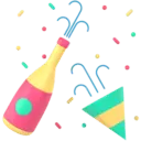 Champagne Bottle and Party Hat - holiday - No Background PNG