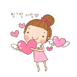 Little Girl with Heart - wings - No Watermark PNG