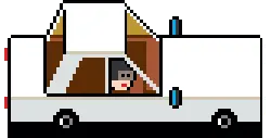 Pixel Art Girl in White Truck - pixel art - Free PNG