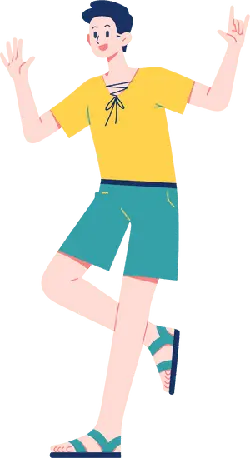 Man in Yellow Top and Green Shorts - person - Transparent Background PNG