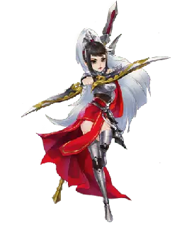 Red-Dressed Female Warrior - High Resolution PNG
