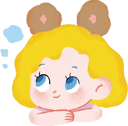 Thinking Girl - PNG