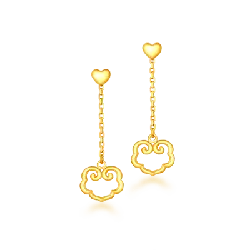 Heart Dangle Earrings - gold - No Watermark PNG