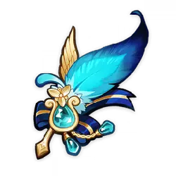 Blue Feather Ornament - gold - Transparent Background PNG