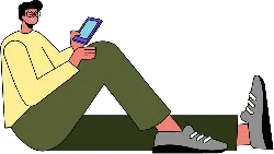 Man Looking at Phone - illustration - Transparent Layer PNG