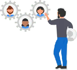 Engineer and Avatars in Gears - gear - Free PNG