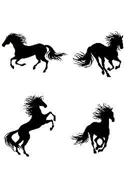 Running Horses - line art - No Background PNG